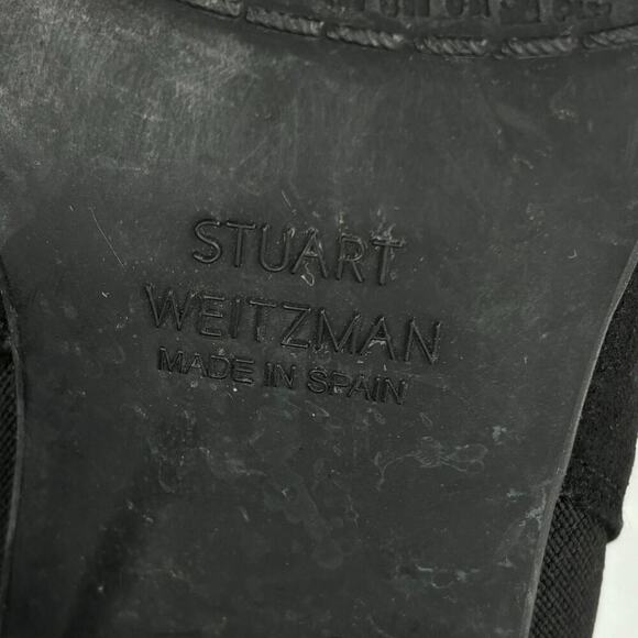 Stuart Weitzman Ankle Boots Size 8.5 Chelsea Block Heel Black Suede - Picture 9 of 12